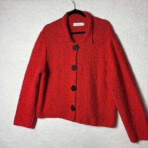 Willow Red Sweater Size Large Big Black Buttons